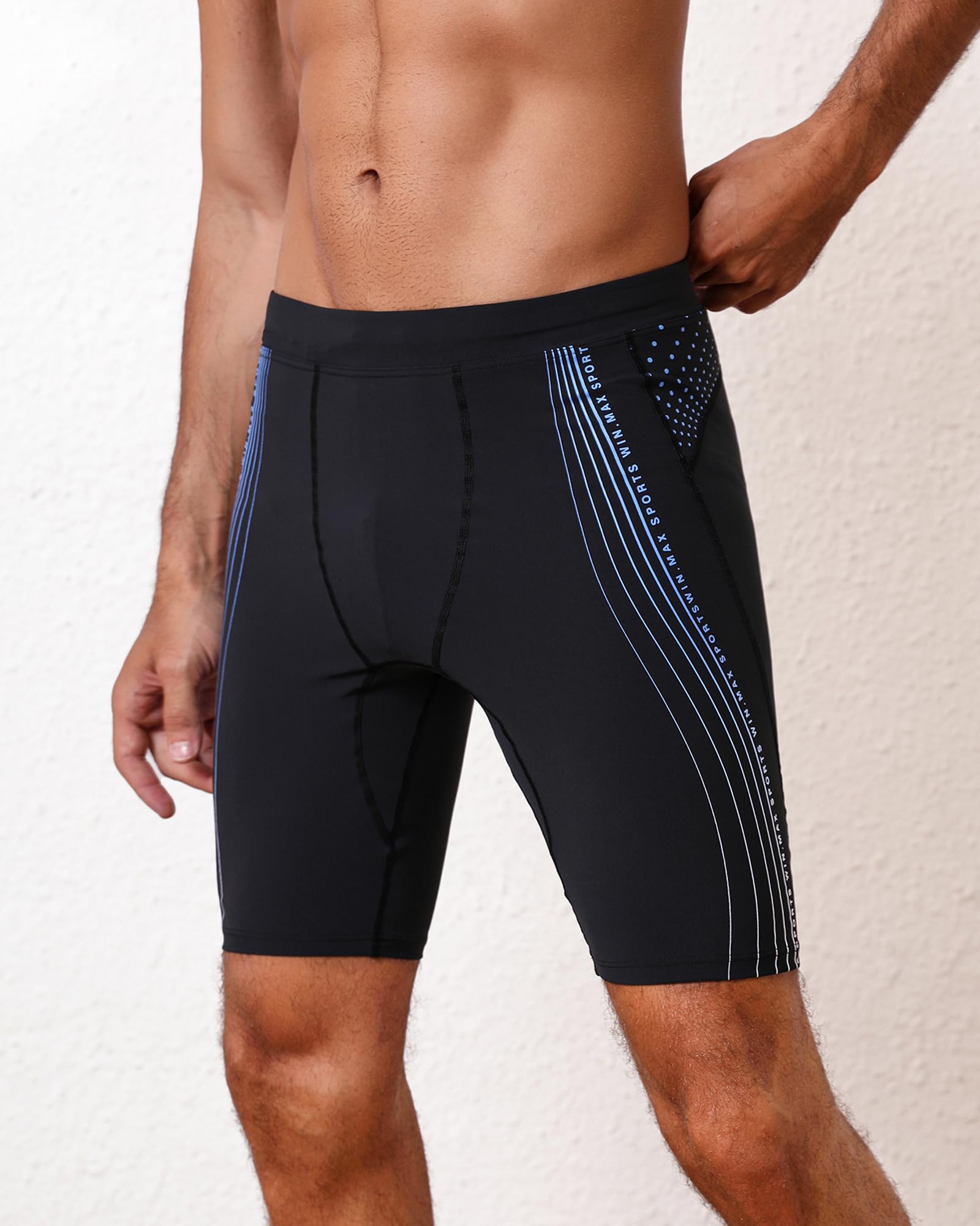 WIN.MAX pour Homme Athletic Solid Swim Jammers, Endurance Long Racing Training Maillot de Bain