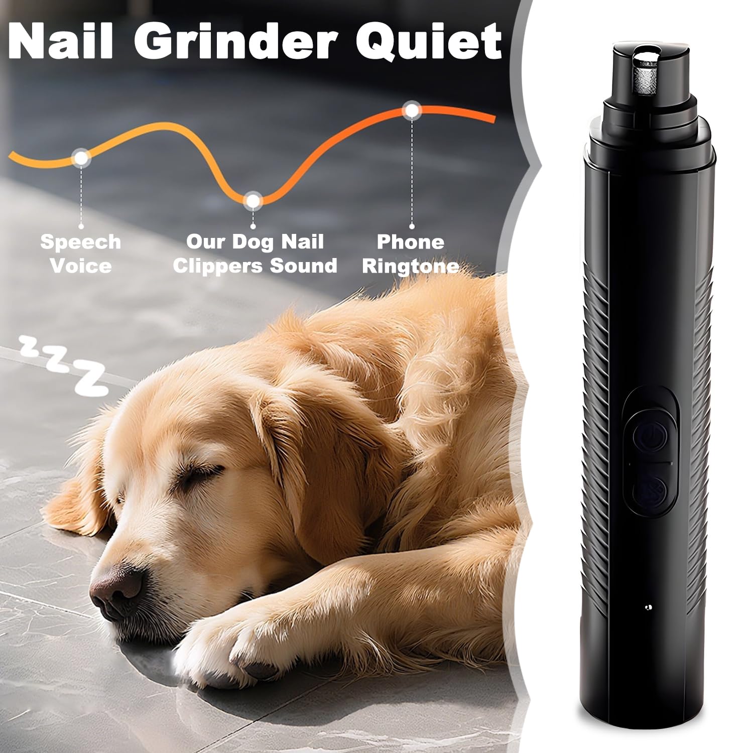 Dog Nail Grinder Quiet, Easy to Use Pet Nail Grinder with Led Lights, 7500 RPM Dog Nail Clippers for Large Dogs Medium Small Dogs & Cats, Continuous 3-Hour Battery Life - image 3
