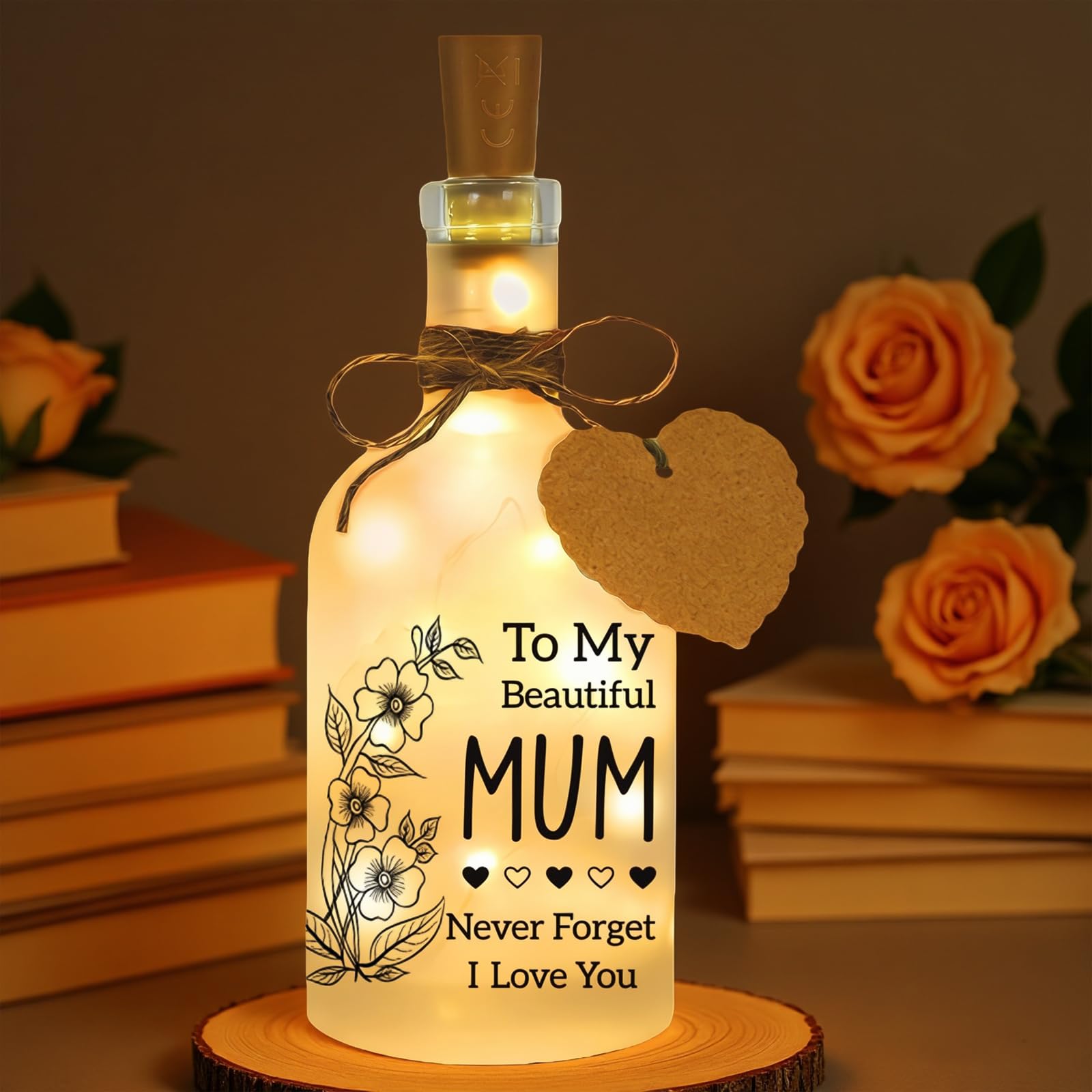 AMFUN Mason Jar Night Light -Gifts for Mum on Her Birthdays,Mason Jars LED Bottle Decorative Light Mum Gifts for Nanny Friends Wife,Christmas,Mother's Day Gifted