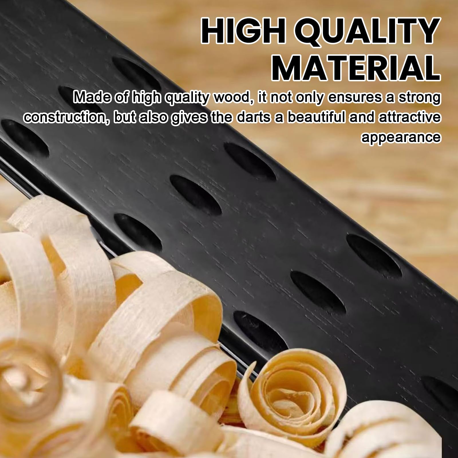 LEKEFETO Supporto per freccette in legno per 12 freccette, di alta qualità, in legno, pratico contenitore per freccette da parete, per qualsiasi tipo di bersaglio (nero)