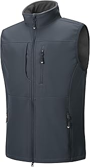 33,000ft Mens Softshell Gilet Activewear Vests Windproof Fleece Lined Outerwear Zipped Pockets Sleeveless Softshell Jacket for Leisure, Golf, Travelling
