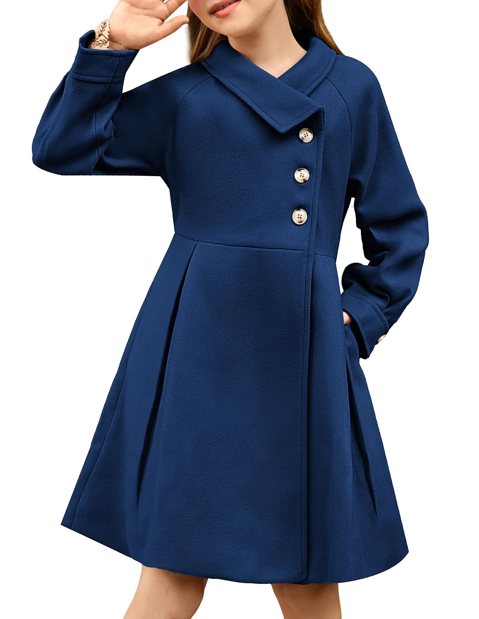 GRACE KARIN Girls Peacoat Dress Coat Wool Lapel Jacket Fall Winter Outfit