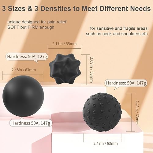 Miniatura 2 de Pelotas de masaje para liberación miofascial, tejido profundo de yoga, terapia de puntos de activación y fascitis plantar de pies, bola masajeador