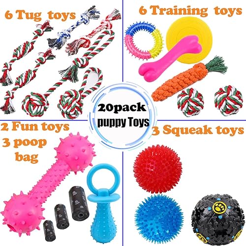 Miniatura 2 de Nlmskzzy Juguete de cuerda para perros, juguetes para perros, paquete de 20 unidades para diversión y limpieza de dientes, juguetes de cuerda para