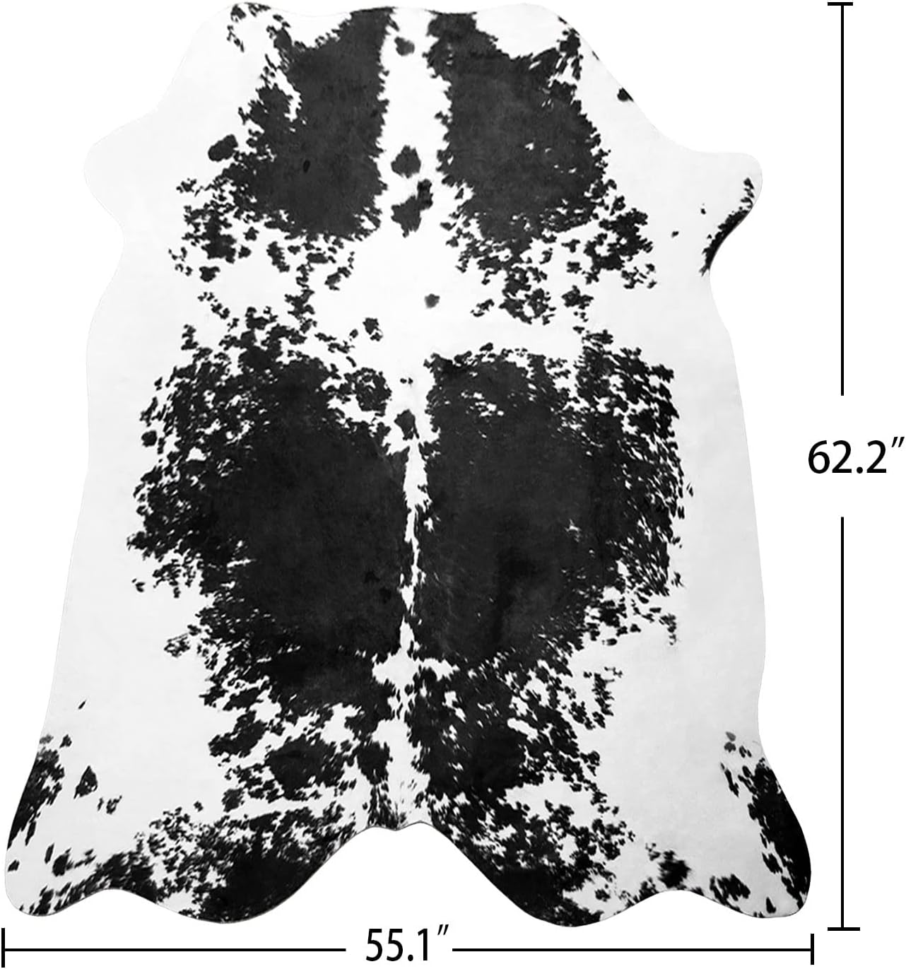 Terrug Cowhide Rug Western Decor, 4.6 x 5.2 Feet Premium Western Cow Print Rug, Large Faux Carpet for Living Room Bedroom Entryway Kitchen Hallyway Party Wall Home Decor, Black White