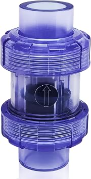 1 inch Clear PVC Union Spring Check Valve Slip Socket Full Port, 1 Schedule 80 One Way Silent Sump Pump Backflow Preventer Combination Non Return Valve Sprinkler Pool, for Backflow Prevention