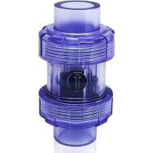 1 inch Clear PVC Union Spring Check Valve Slip Socket Full Port, 1'' Schedule 80 One Way Silent Sump Pump Backflow Preventer Combination Non Return Valve Sprinkler Pool, for Backflow Prevention