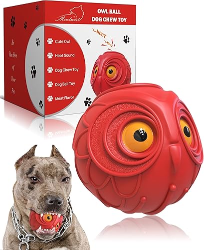 Miniatura 1 de Mewlmart Bola de risita para perro, juguetes interactivos para perros para masticadores agresivos, juguete de bola de perro lindo búho (goma más