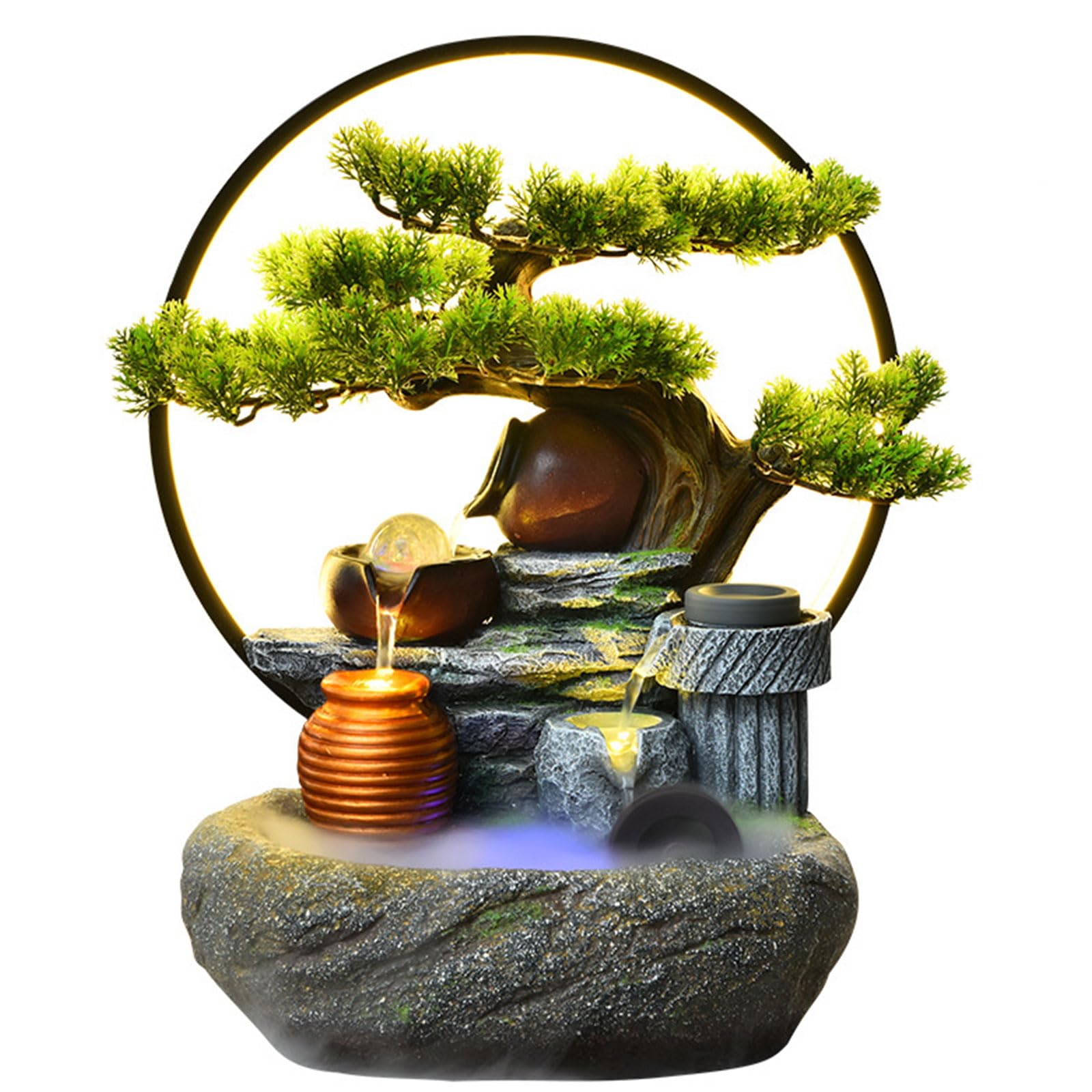 DECORN Indoor Fountain Rockery Soothing Sound Tabletop Fountains