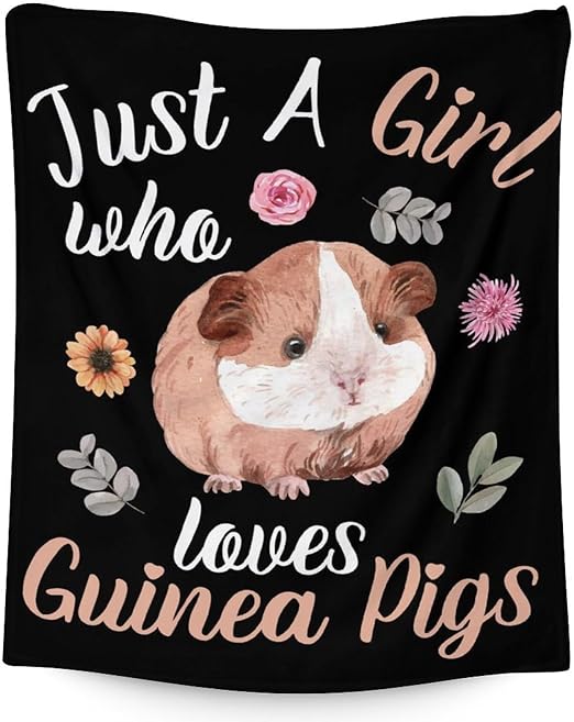 Guinea Pig Blanket Gifts - 30x40 Inches Cute Throw for Girls - Black Soft Fuzzy Blankets for Couch & Office