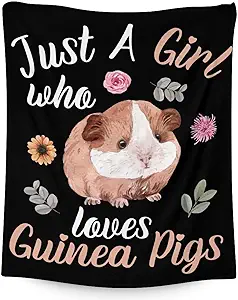 Guinea Pig Blanket Gifts - 30x40 Inches Cute Throw for Girls - Black Soft Fuzzy Blankets for Couch & Office