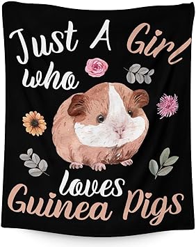 Guinea Pig Blanket Gifts - 30x40 Inches Cute Throw for Girls - Black Soft Fuzzy Blankets for Couch & Office