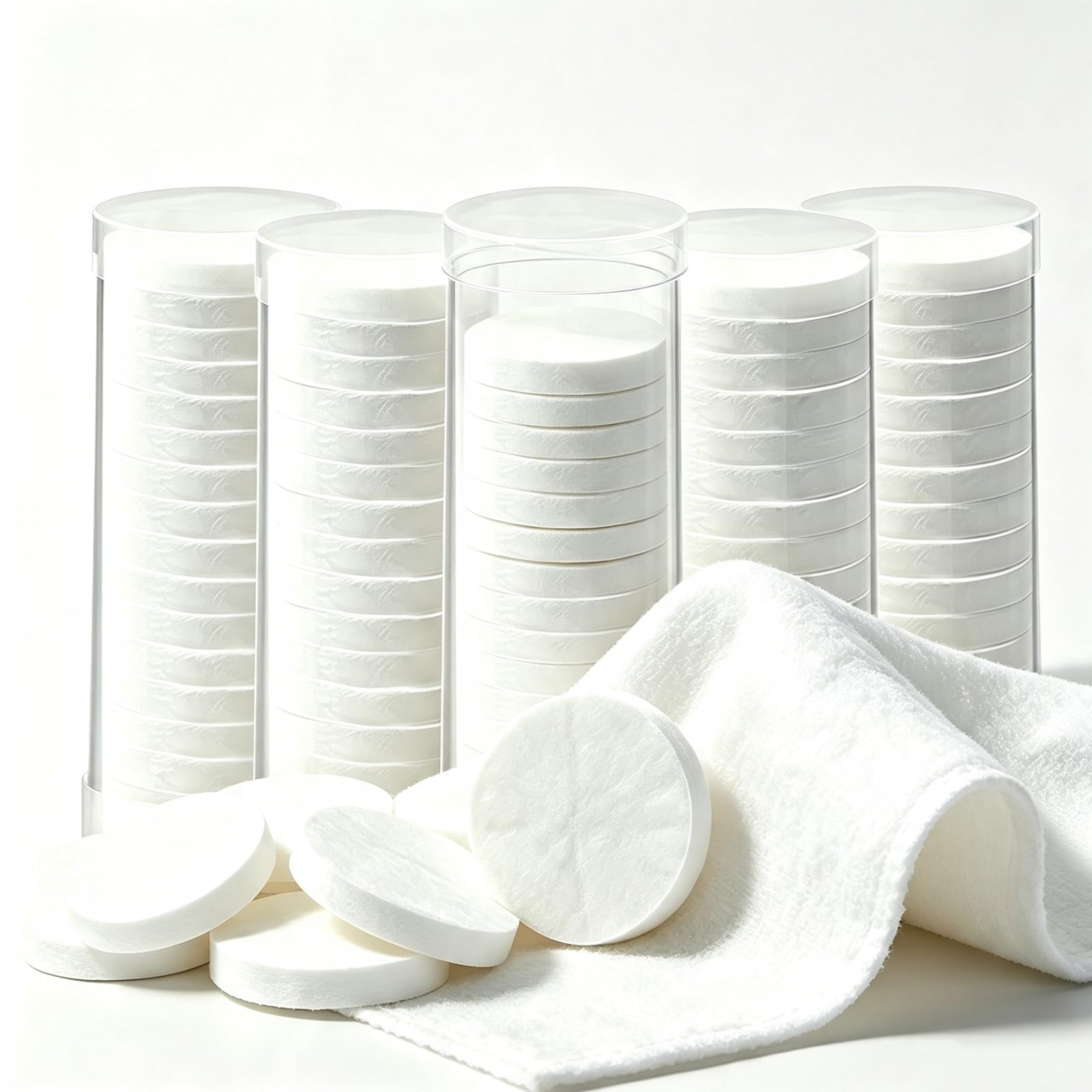 Disposable Compressed Face Towels, 100% Plant-Based, Lint-Free & Biodegradable