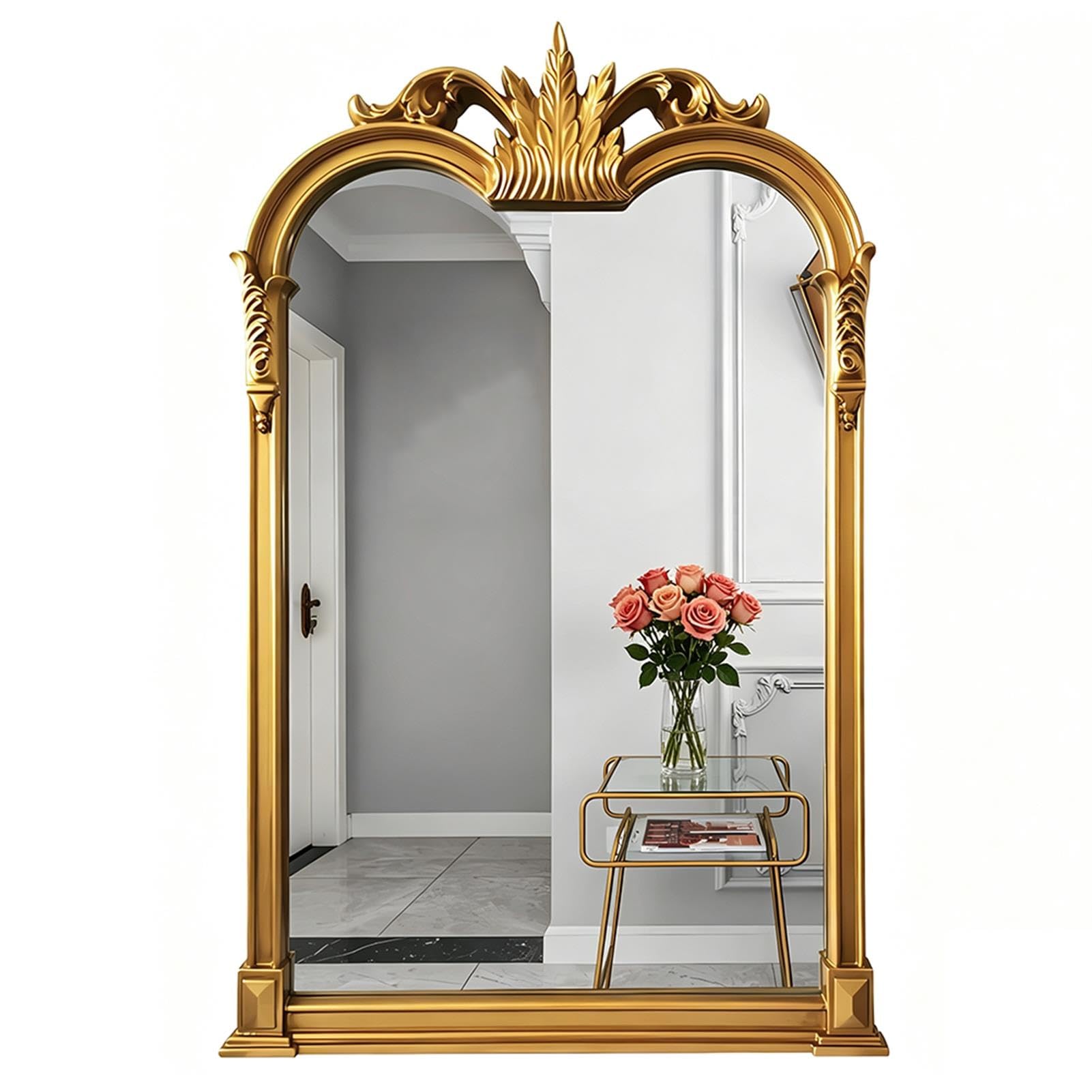 Złote Lustro Dekoracyjne Vintage 70x106 cm Wiktoriańskim