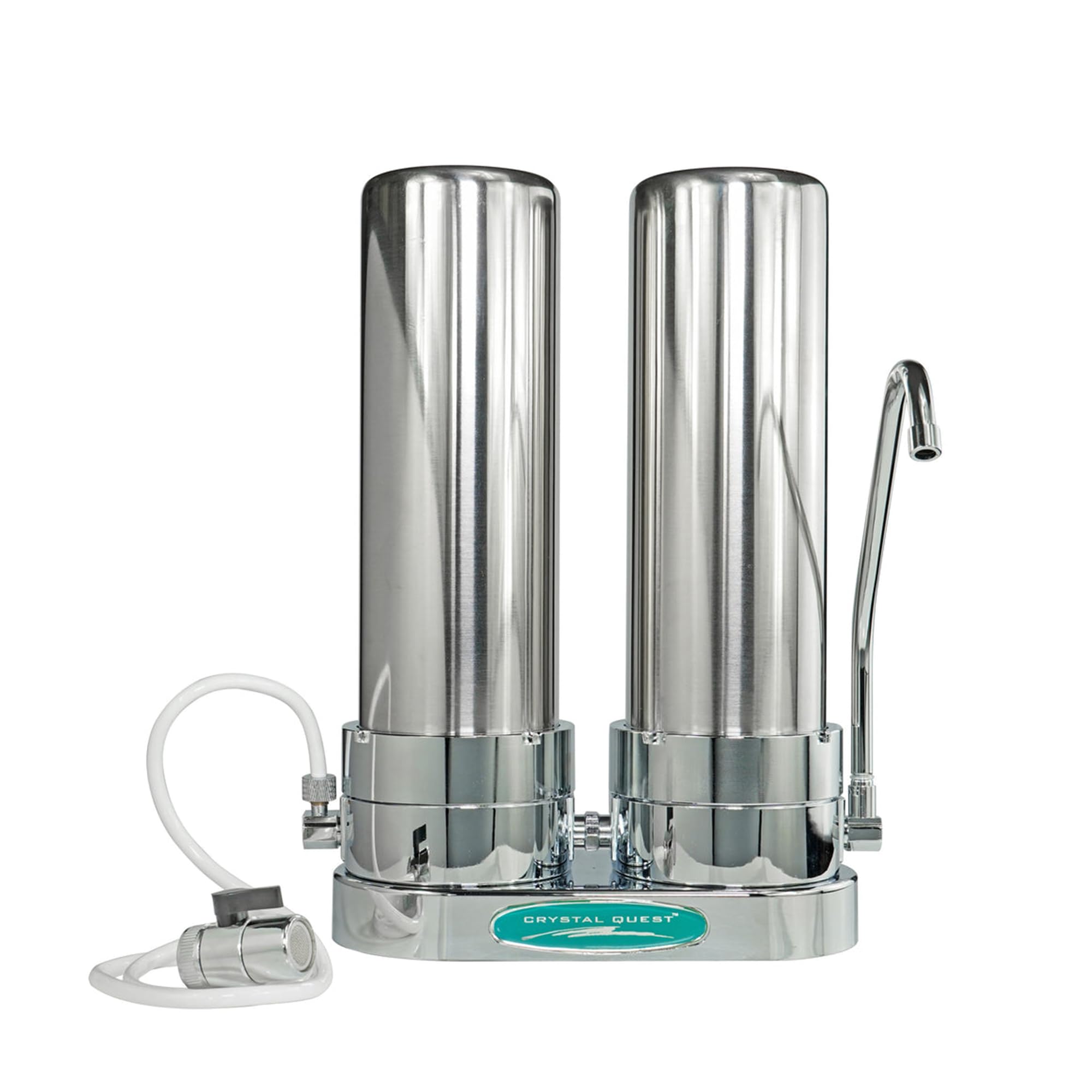 Crystal Quest - Nitrate Countertop Water Filter System - Double - Stainless Steel