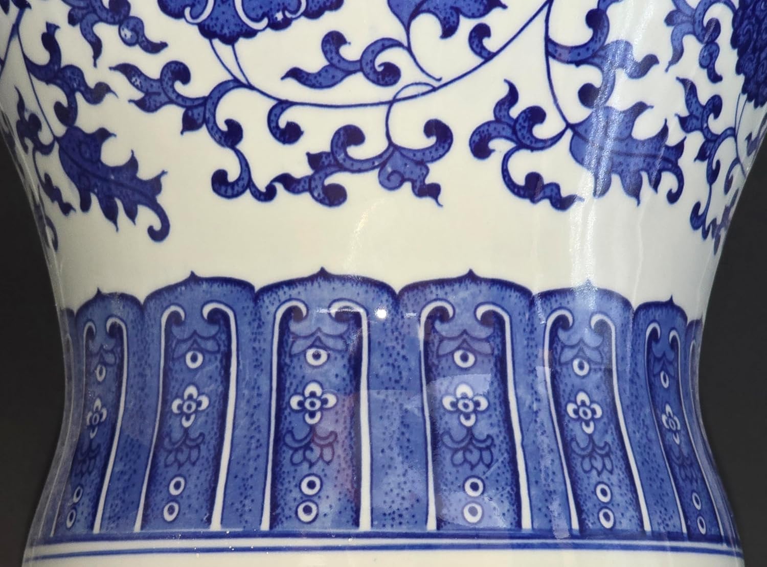 24" Classic Blue and White Floral Porcelain Ceramic Temple Ginger Jar Vase, Large China Qing Style (Blue and White 24-5)