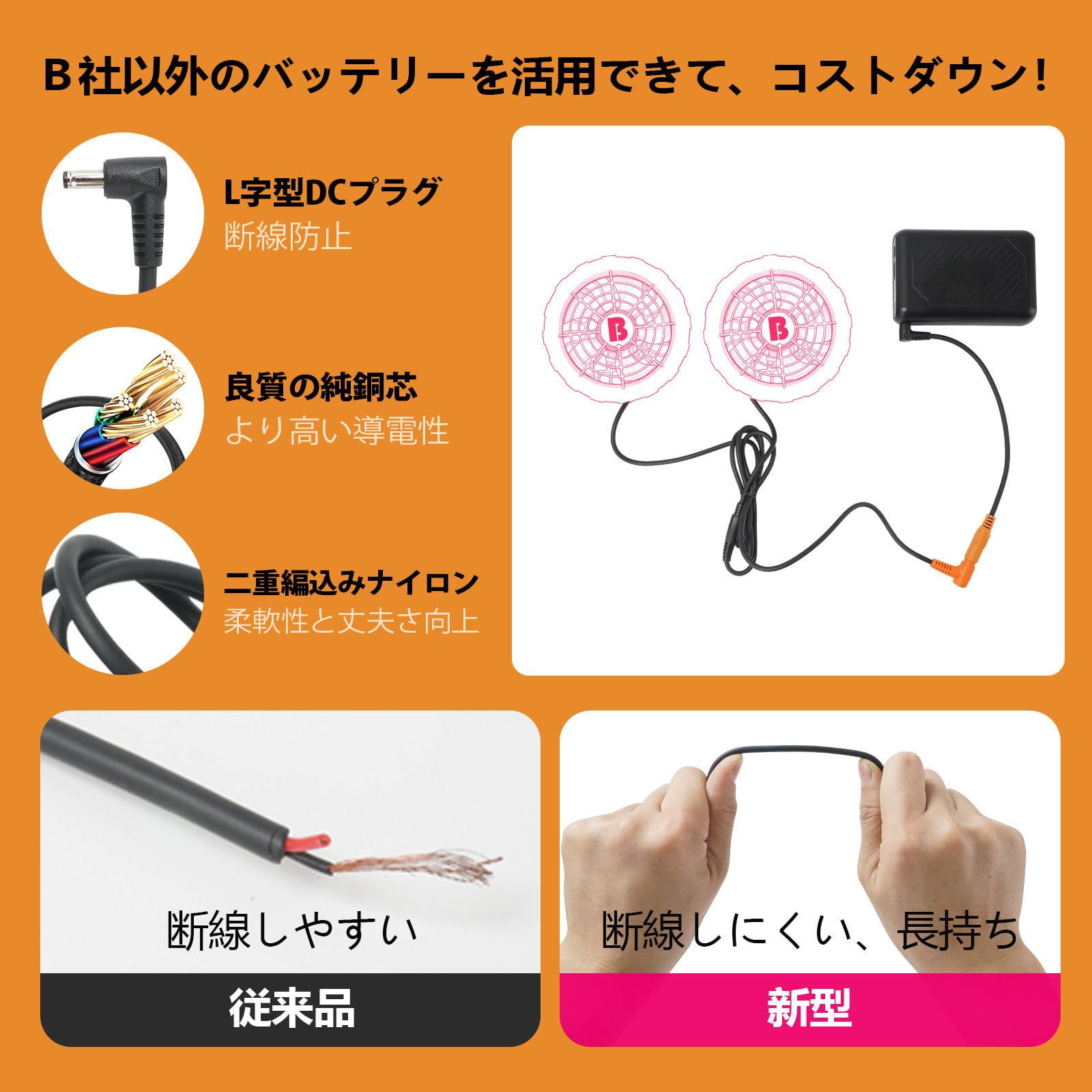 Amazon.co.jp: Tyuusei 空調ウェア 変換ケーブル バートル BURTLE旧型