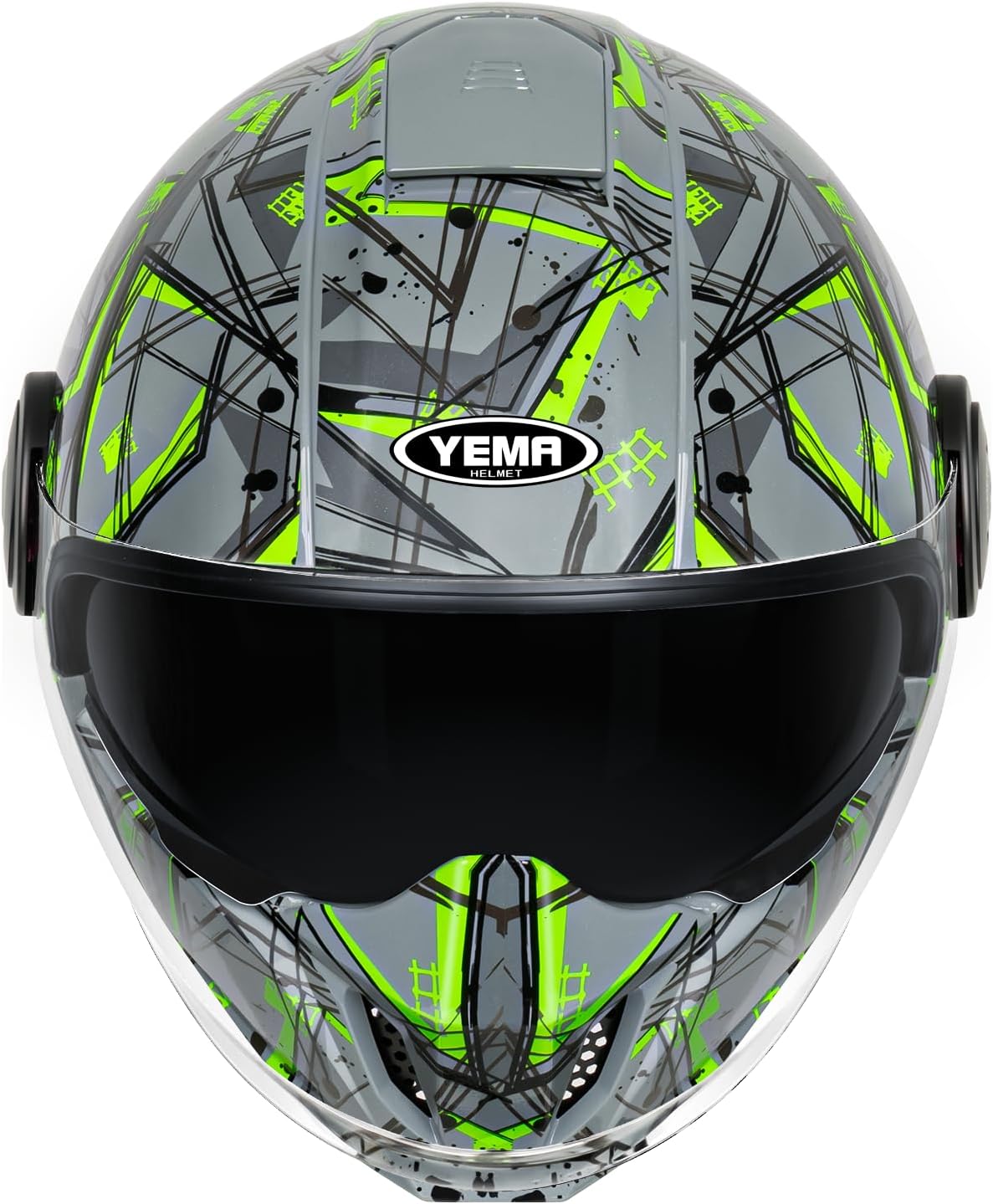 YEMA Convertible 3/4 Full Face Motorcycle Helmet DOT Approved - Dual Visor Motocross Off-Road Helmet for Adults, Modular Open Face Design for Street Bikes Scooters YM-653