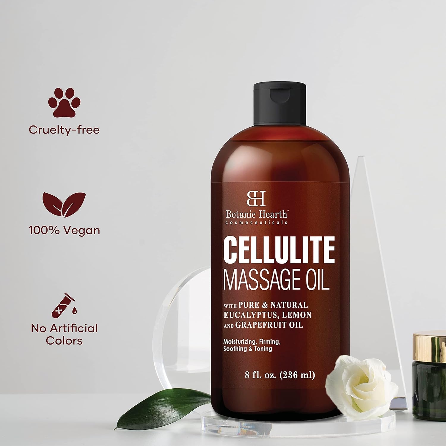 Botanic Hearth Cellulite Massage Oil 8 Fl Oz| Refreshing, Relaxing Massage Oils for Muscle Relaxing & Joint Comfort | Made with Natural Oils | for All Skin Types, for Men & Women