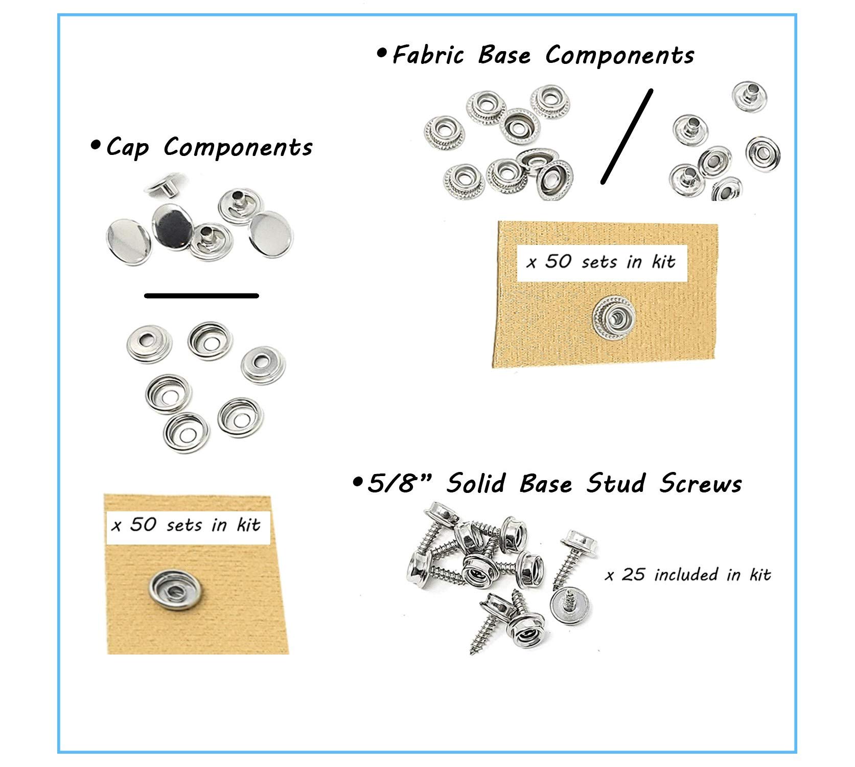 Buy CreekCove Marine Canvas Snap Button Kit 228 Piece Marine Grade