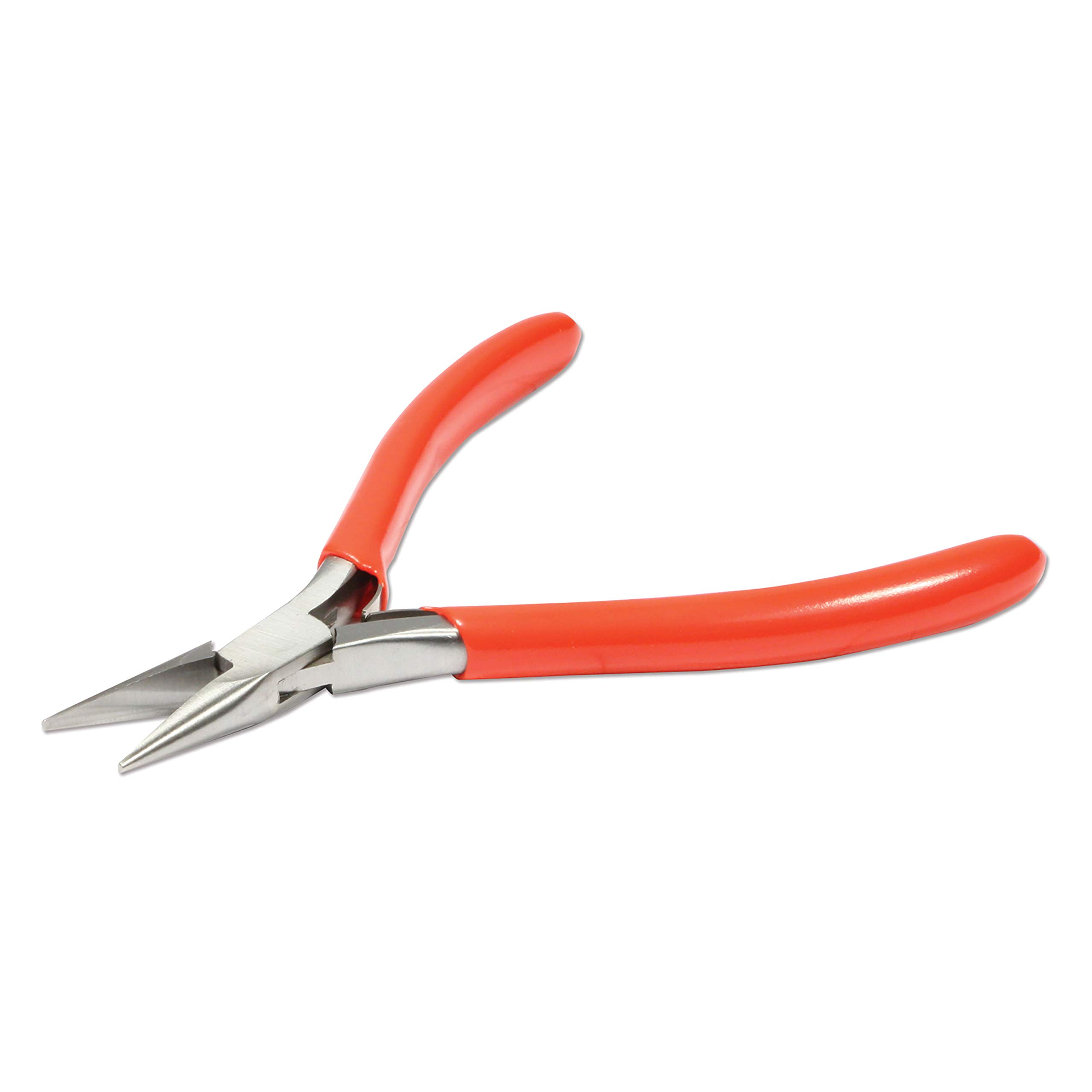 The Beadsmith Platinum Series niemieckie szczypce do nosa, 120 mm, z polerowaną stalową głowicą, czerwony uchwyt z PCW, wygodny uchwyt z podwójną sprężyną, narzędzie do produkcji biżuterii