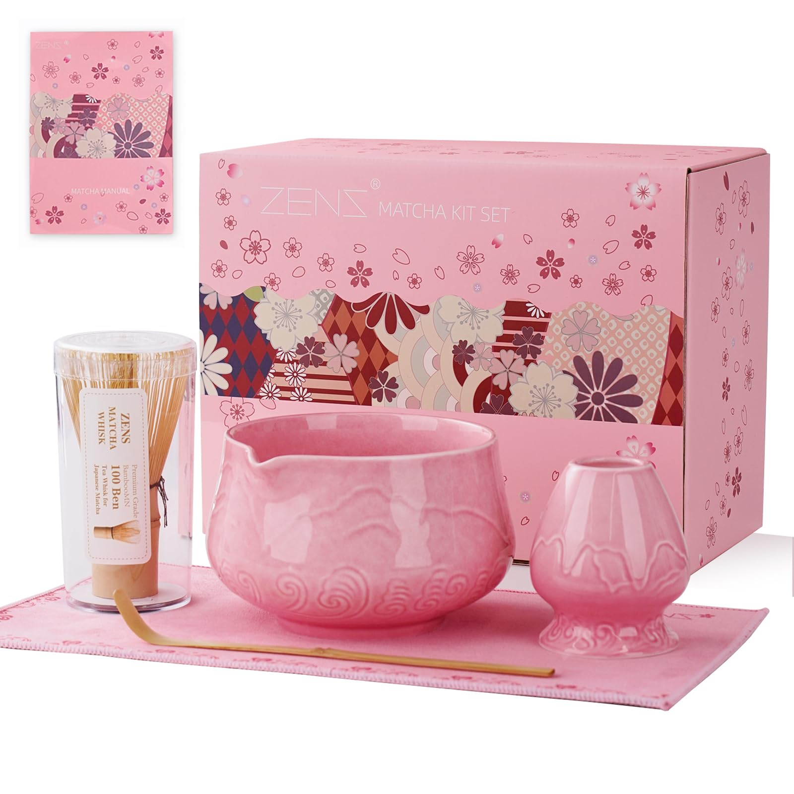 Amazon.com: ZENS Pink Matcha Set, Matcha Whisk Set Includes