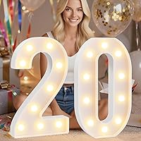 Vista 55 de Pooqla Letras y Números Decorativos con Luces LED, Letras y Números de Neón de Plástico Blanco para Decoración de Fiestas, Bodas, Funciona