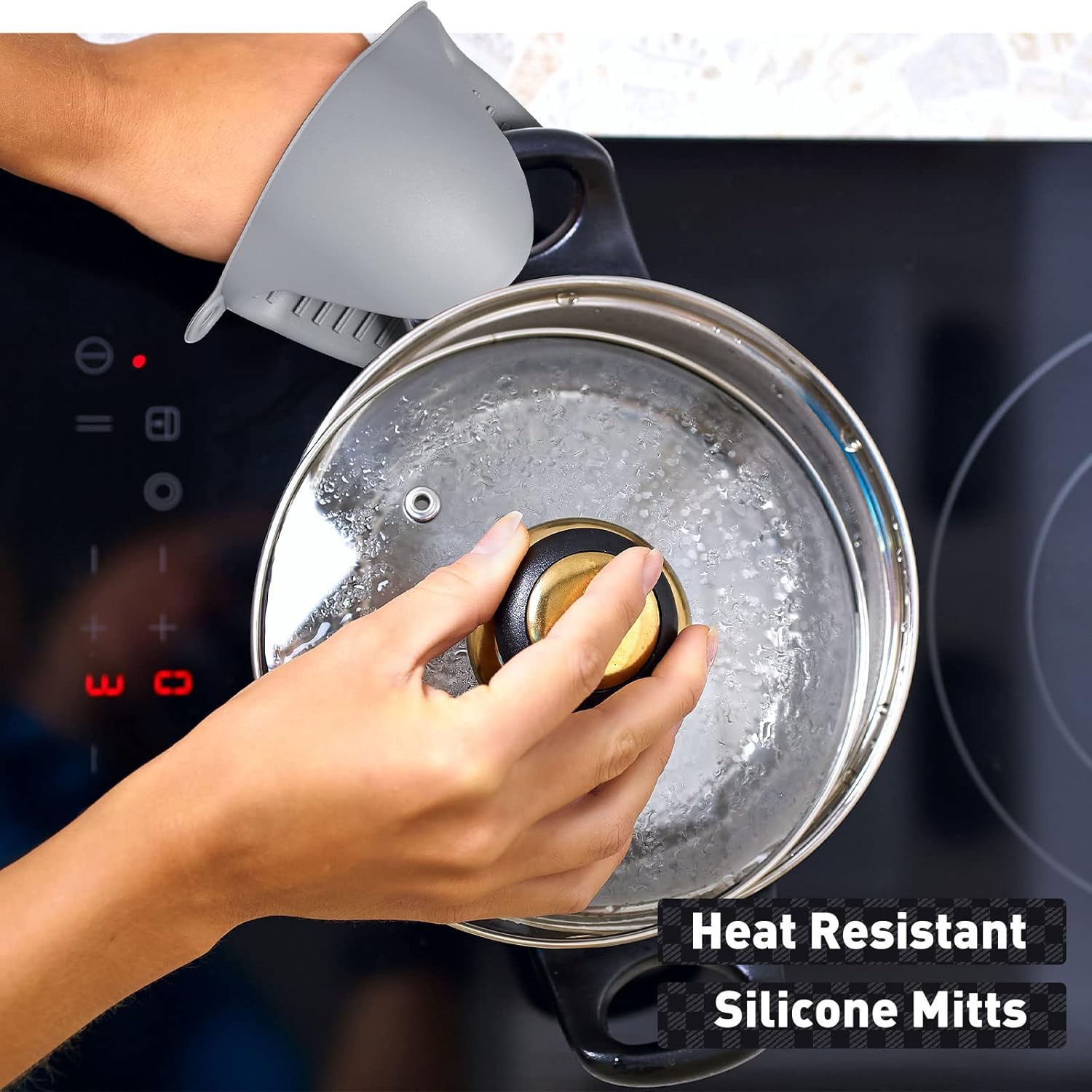 12 Pack Silicone Trivet Mats Hot Pads with Silicone Oven Mitts Non Slip Pot Holders Heat Resistant Trivet Pads Cooking for Kitchen Counter Table Placemats (Black, Gray) - Image 5