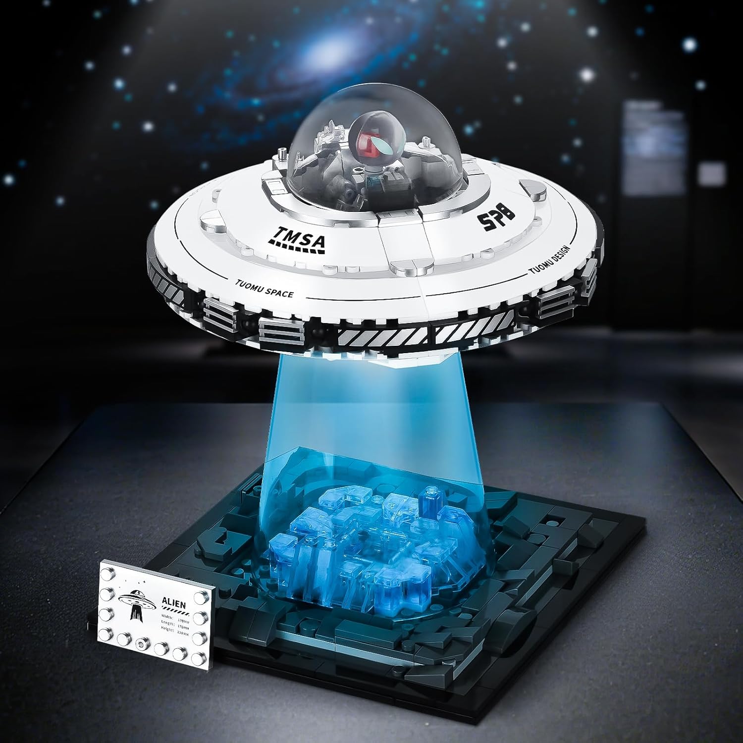 BNG UFO Space Building Blocks, UFO Toy Building Sets, Galaxy Star Spaceship Building Kit, Home Office Decor, Creative Gift for Girls and Boys 8-14