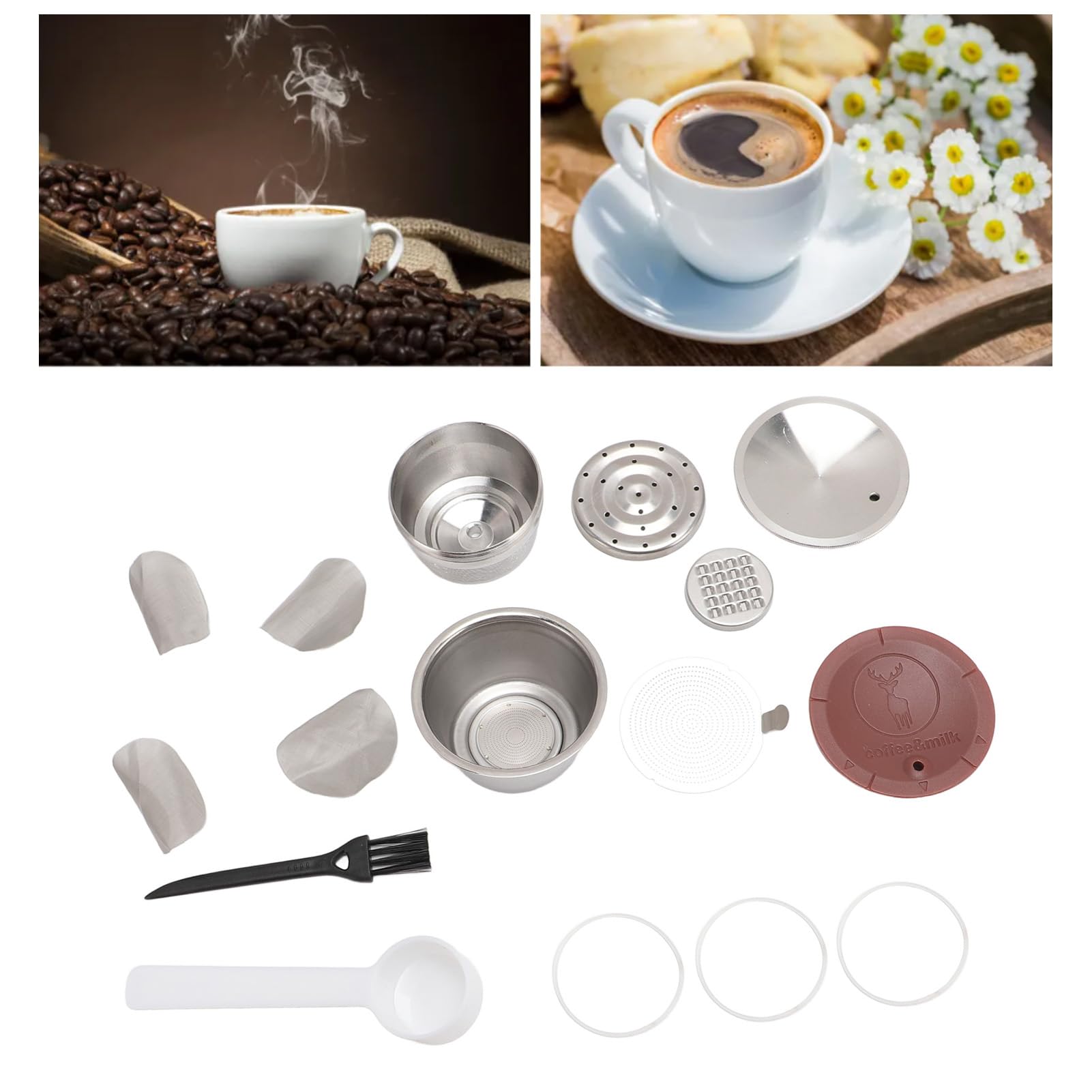 Taza de Cápsulas de café Recargables, Cápsulas de café Reutilizables de Acero Inoxidable, Tapa de Silicona para Viajes en Casa, Oficina, Cápsulas de café Expreso, Cápsulas de