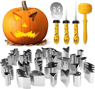 Bifrost Pumpkin Carving Kit - 25PCS Halloween Pumpkin Carving Tools - Safe and Easy DIY Stainless Steel Pumpkin Carving Set for Kids & Halloween Decoration