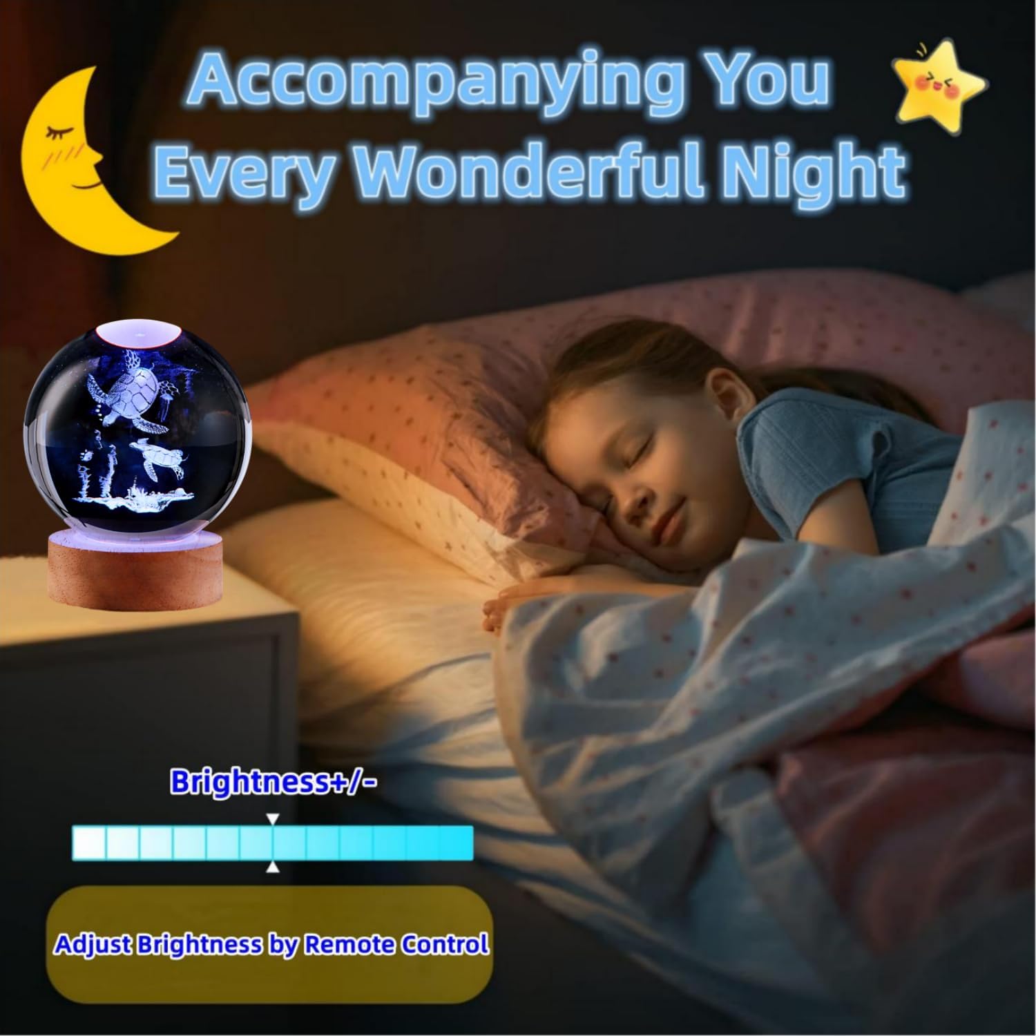 sea Turtle Crystal Ball Lamp,Lifelike 3D Turtle Night Light,16 Colors Changing Light,Dimmable Remote Control, Underwater World lamp Gift (sea Turtle) - Image 3