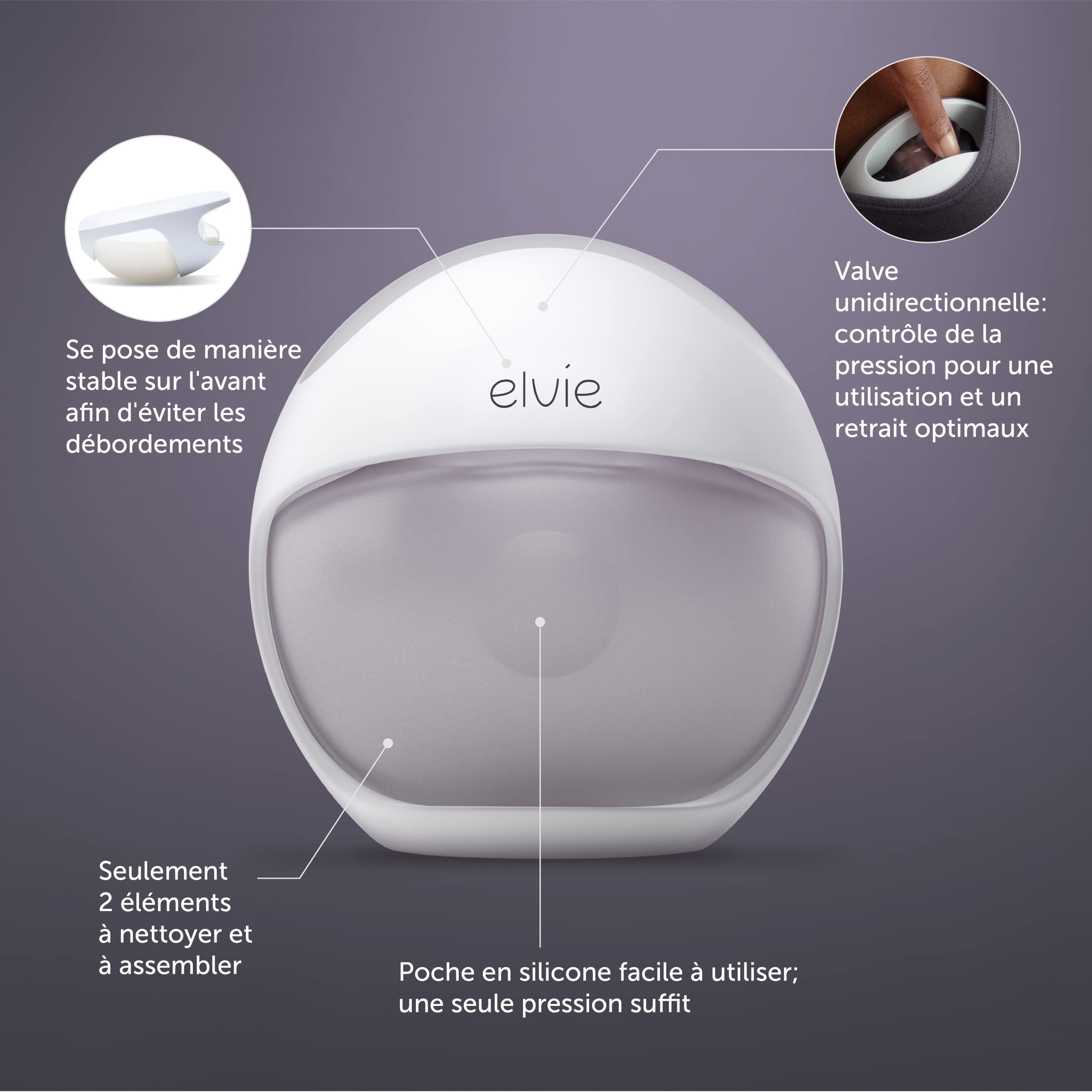 Elvie | Tire lait électrique Elvie Curve | Tire lait portable en silicone pour une expression aisée et mains libre | Succion naturelle agréable et sans effort