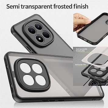 Ultra Thin Matte Case for Xiaomi Redmi Note 15 Pro 4G, Military Grade Drop Protection, Frosted Translucent PC Back & Soft TPU Edge Bumper Cover, Black