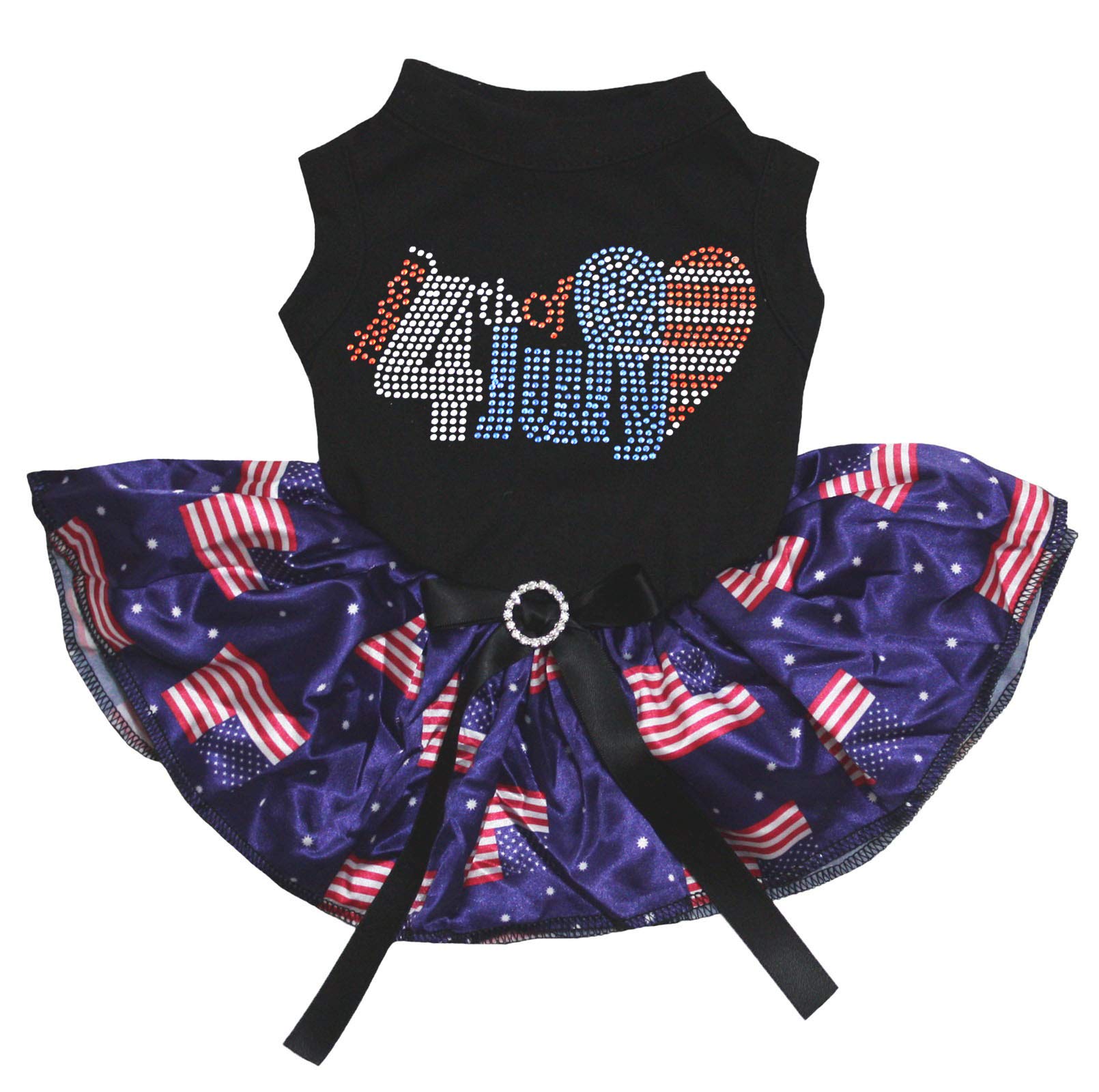Robe chien drapeau américain avec strass cœur XXXL pour grand toutou