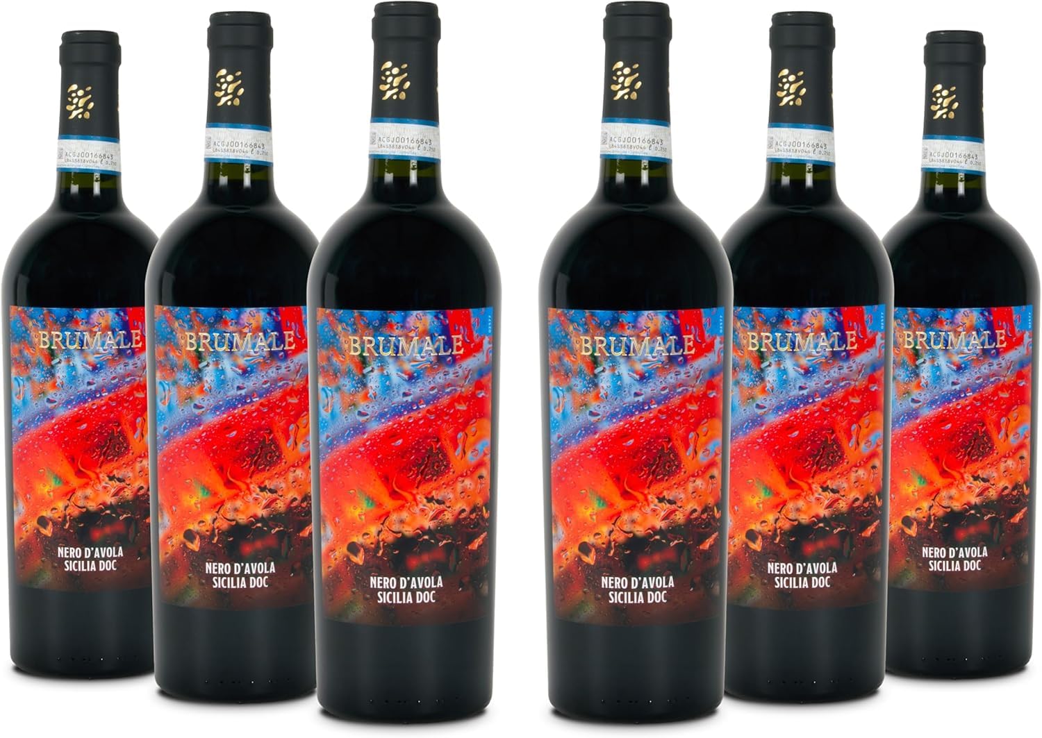 Brumale Rotwein Nero D'Avola Sicilia DOC, Abgerundeter und Voller Geschmack, Fruchtiges Bouquet, 13 % Vol., Karton mit 6 Flaschen mit jeweils 750 ml