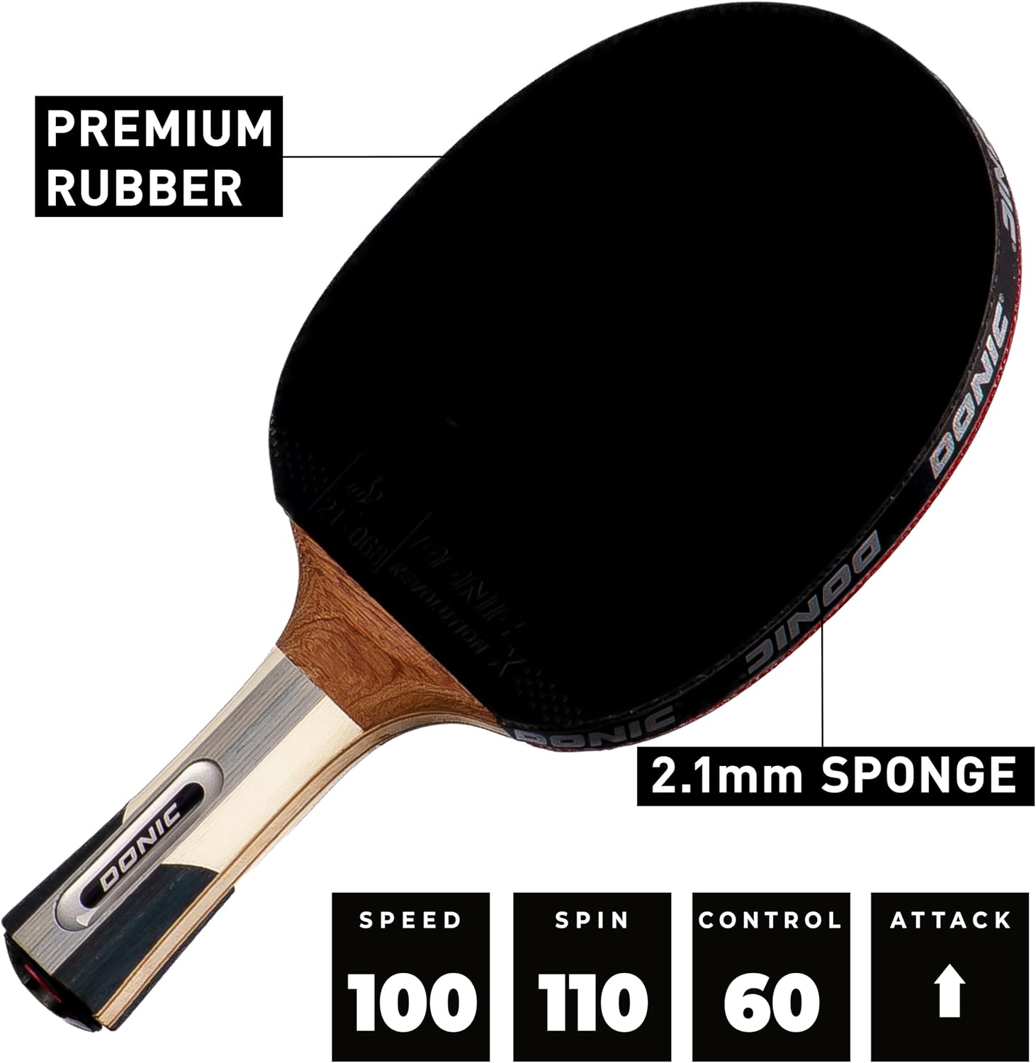 Donic-Schildkröt Tischtennisschläger Waldner 1000, ABP-Griff, 2,1 mm Schwamm, Easy Slick - ITTF Belag, 751801