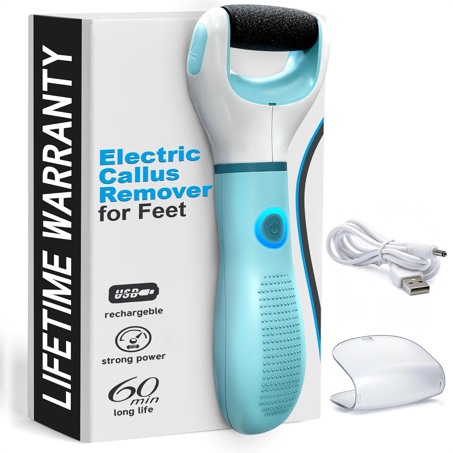 Rechargeable Electric Foot Callus Remover Tool – High-Speed 2800 RPM Electric Foot Sander Callus Remover with Replaceable Roller – Compact & Easy Maintenance, Up to 2-Hour Runtime for Smooth Feet