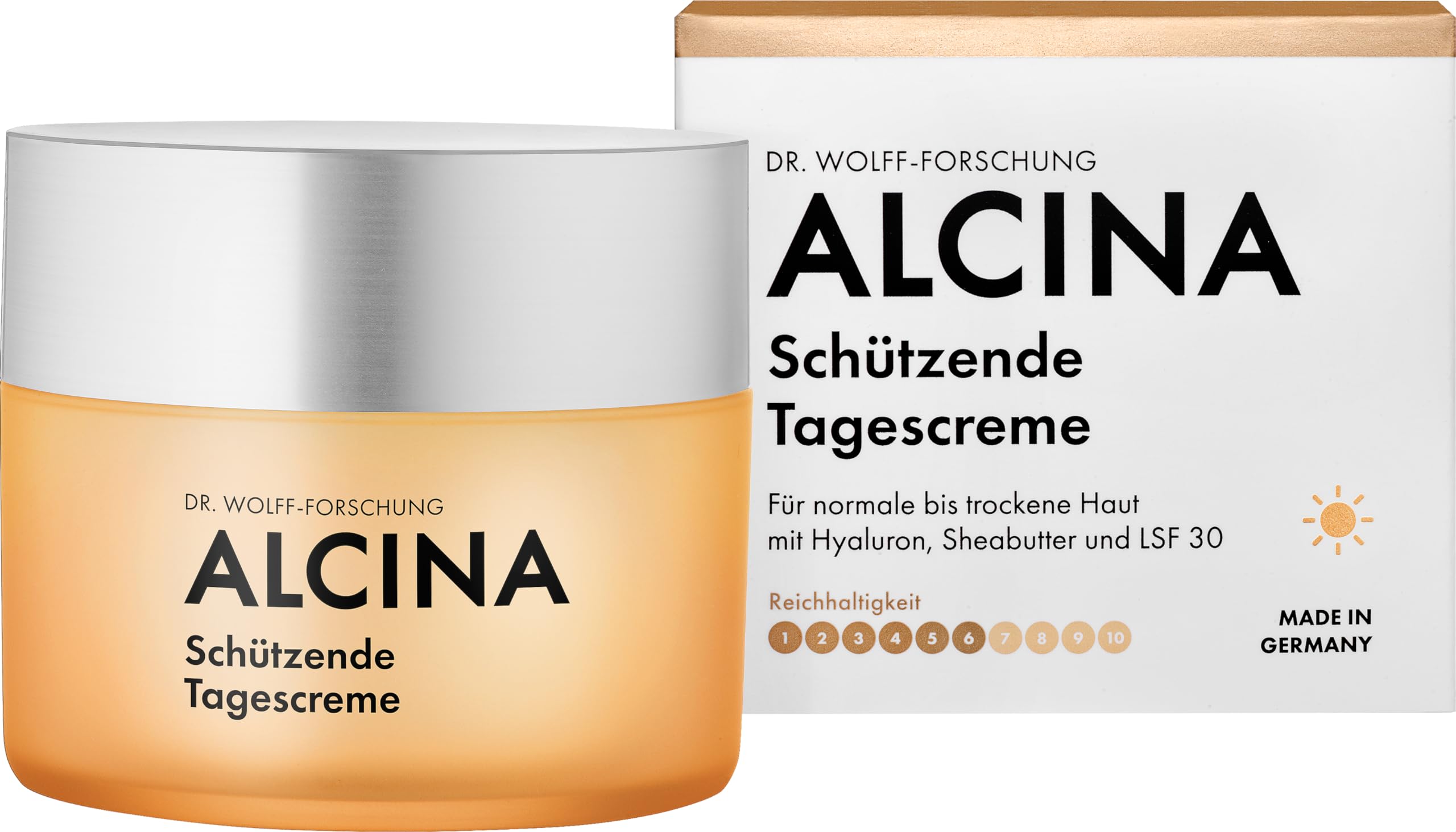 ALCINA Ochronny krem na dzień LSF 30-1 x 50 ml – chroni przed plamami pigmentowymi spowodowanymi słońcem i intensywnie nawilża skórę – z kwasem hialuronowym i masłem shea