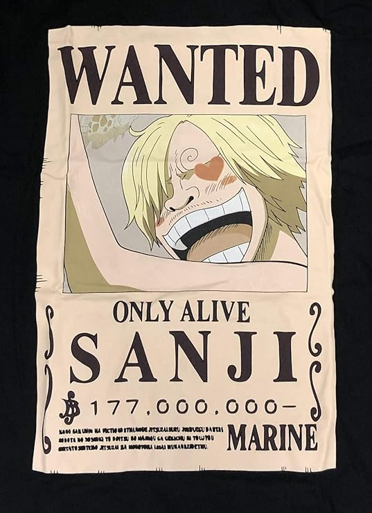 Amazon Com One Piece Sanji Bounty T Shirt Officially Licensed Clothing Shoes Jewelry