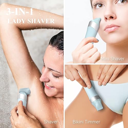Miniatura 2 de Maquinilla de afeitar eléctrica 3 en 1 para mujer, afeitadora eléctrica de doble lámina para mujer, cara, piernas, axilas, recortadora de bikini
