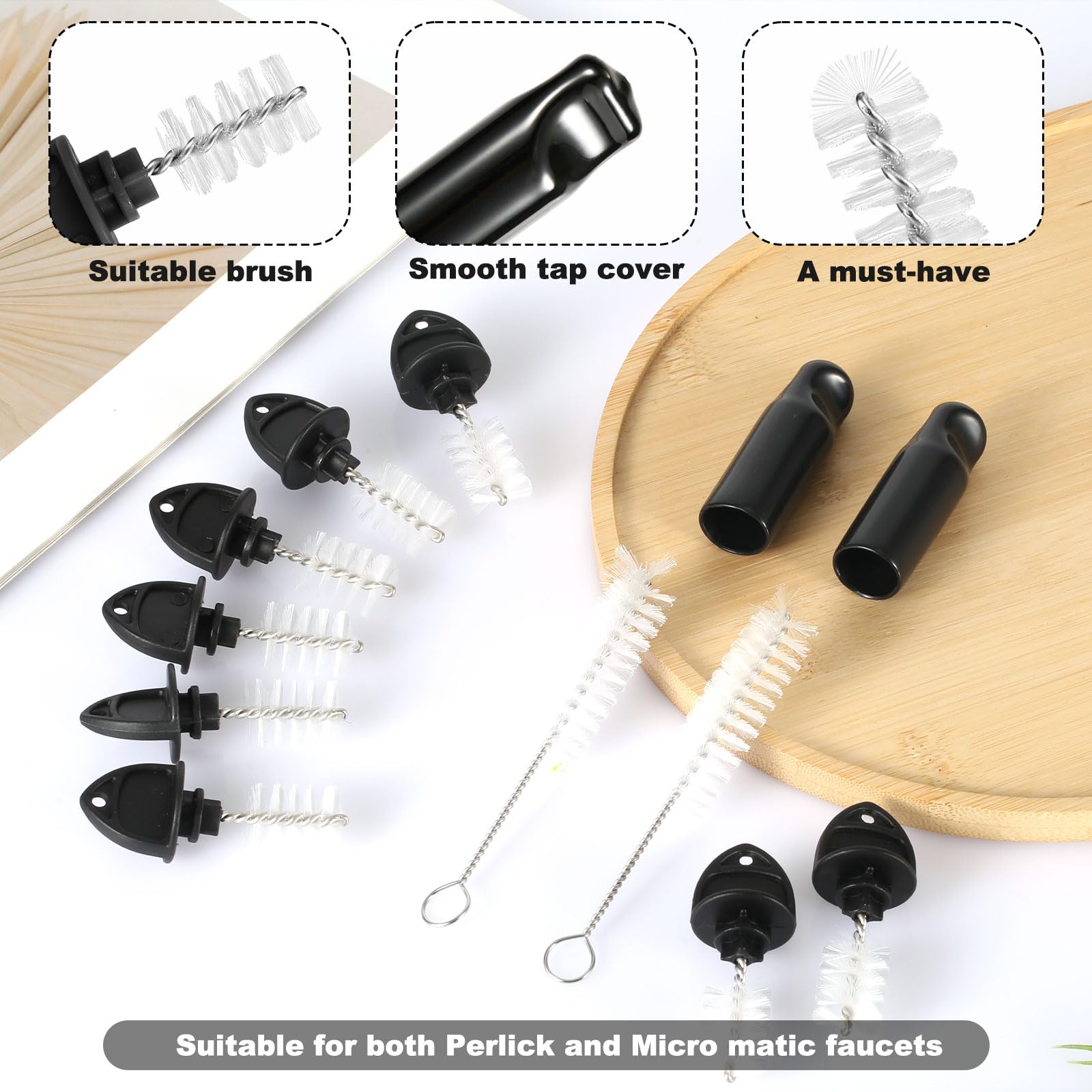 Set Pulizia Rubinetti Birra - 10 Spazzole, 2 Tappi Antipolvere E 2 Spazzole Lunghe, Per Home Bar E Ristoranti