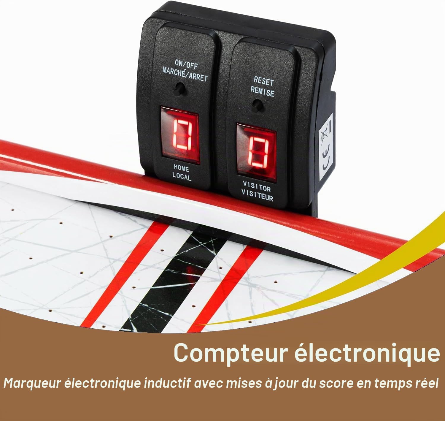 Table de Hockey sur air : Table de Hockey électrique d'intérieur avec Tableau d'affichage numérique, kit de Jeu Comprenant 2 palets et 2 poussoirs