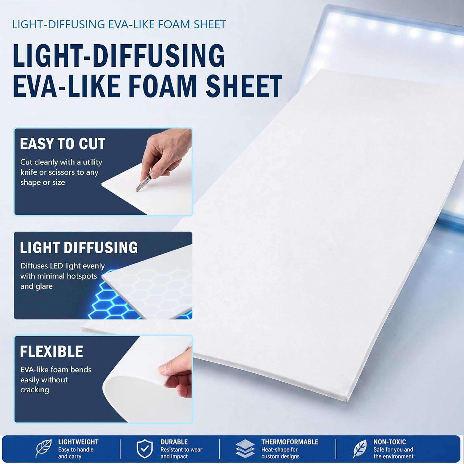 Innconee IXPE LED Light Diffusing Foam Sheet for Cosplay Armor Crafts, 3mm