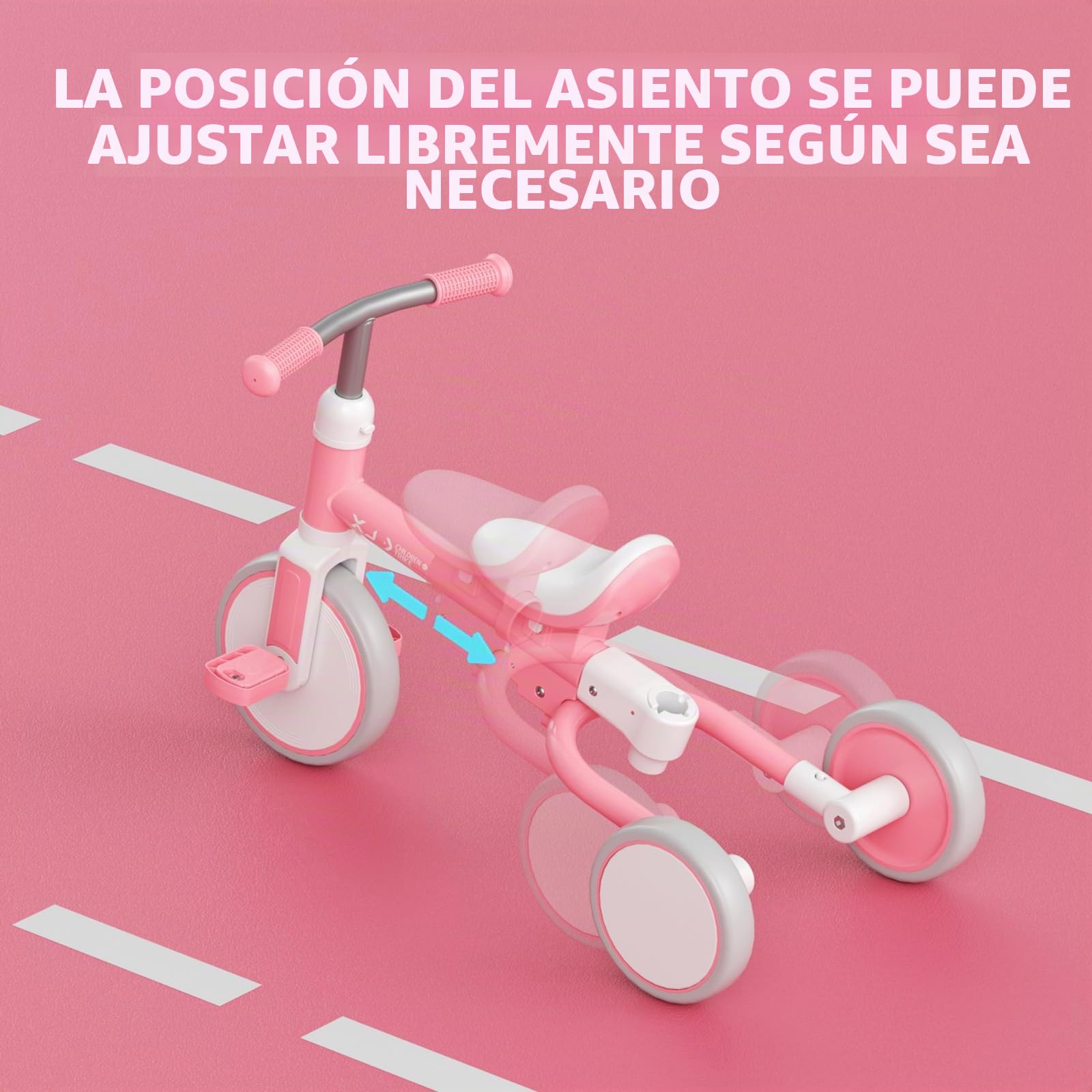 XJD Triciclo para niños a Partir de 1, 2, 3 años, Bicicleta para niños pequeños 5 en 1 con Mango de Empuje Ajustable, Rueda de Correr, Asiento Ajustable y Pedales Desmontables, Regalo de cumpleaños
