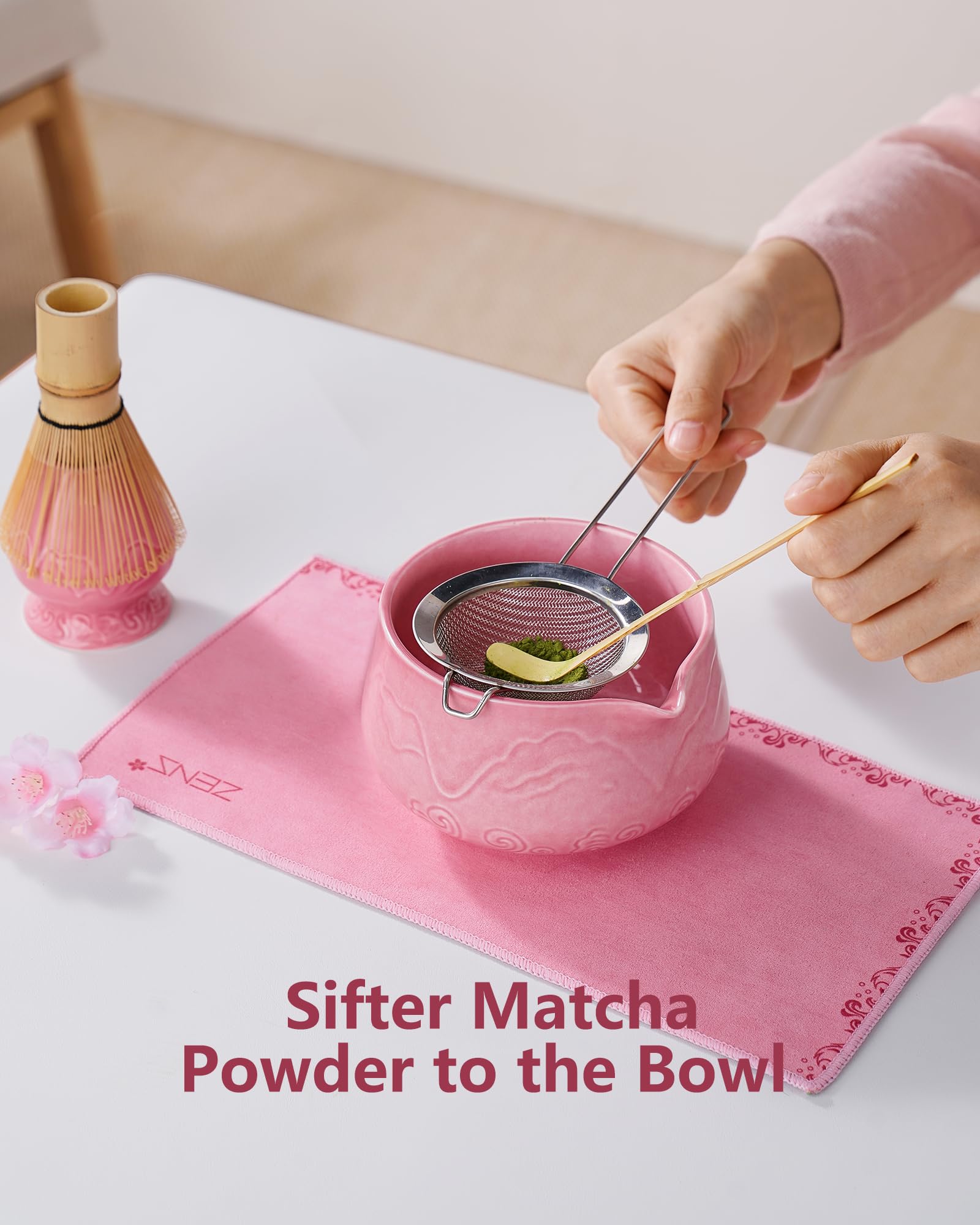 ZENS Matcha Set Pink, Japanese Matcha Tea Ceremony Kit - Image 2