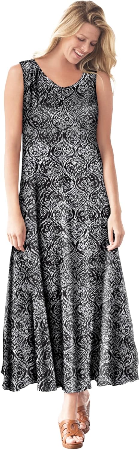 Woman Within Plus Size Sleeveless Crinkle Dress