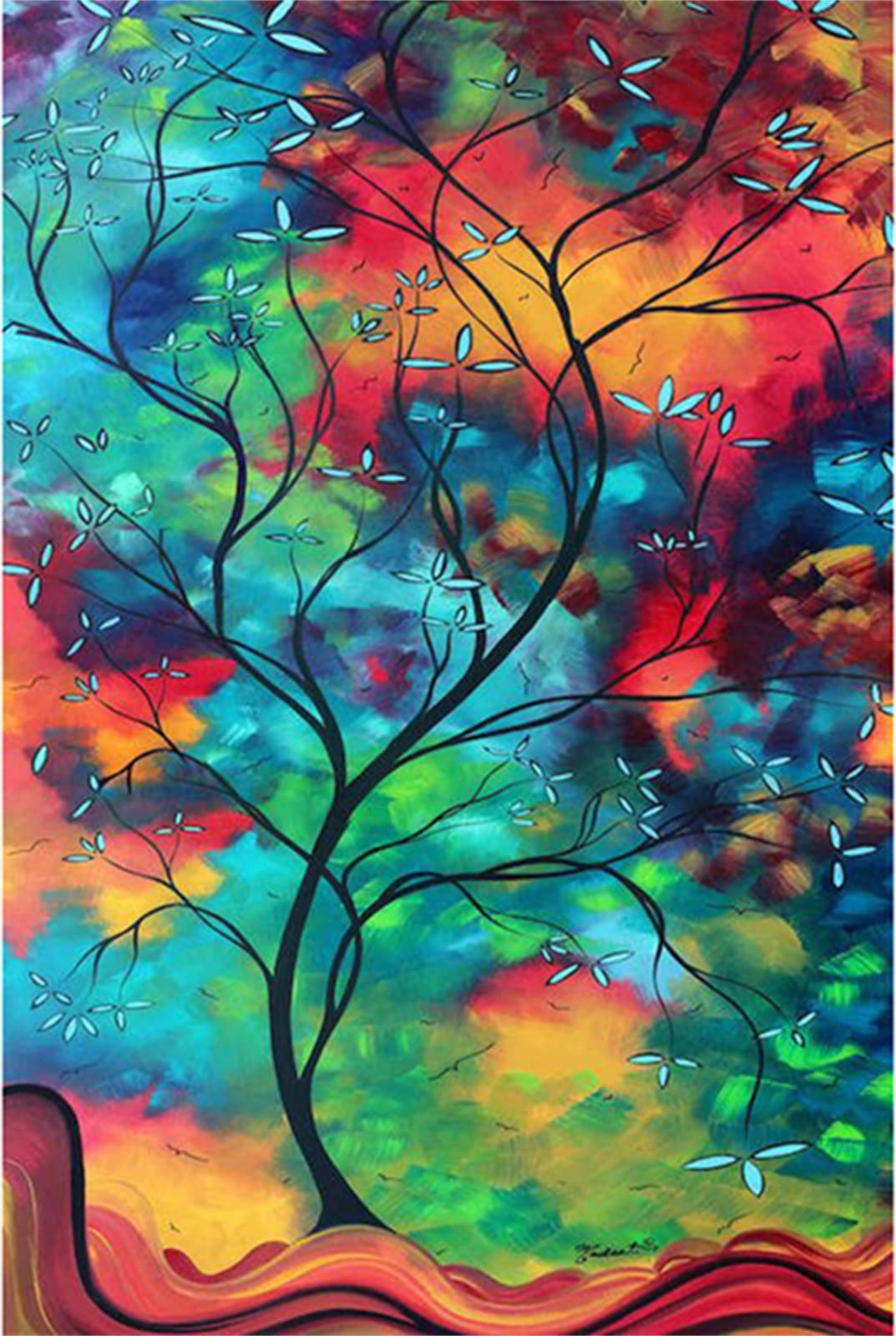 Broderie diamant arbre coloré 60x90cm pour illuminer votre décoration murale