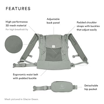 Stokke Limas Mesh, Anthracite - Breathable Baby Carrier with High-Performance Fabrics - Safe for Babies from 1 Month/8.8-33 lbs - Includes Detachable Pouch for Essentials