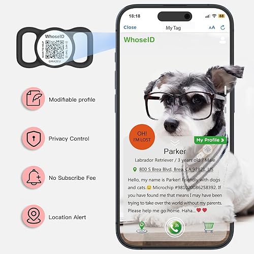 Miniatura 4 de WhoseID Etiqueta para perro con código QR con NFC, etiqueta de identificación personalizada de mascota, etiqueta de identificación de perro de